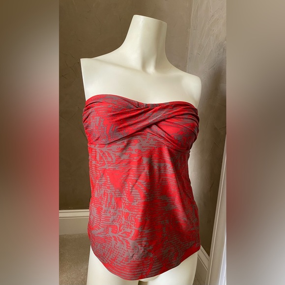 Massimo Womens Tankini Swimwear Strapless Tiger Striped Brown Red Size S - Picture 3 of 13